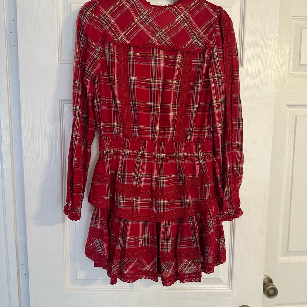 NWT Love Shack Fancy Milena Plaid Long Sleeve Mini Dress - Picture 7 of 7